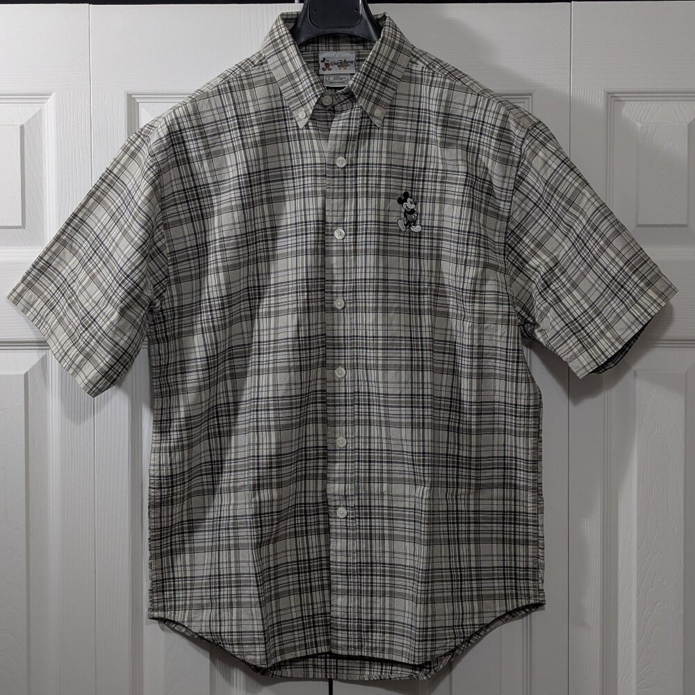 Walt Disney World Short Sleeve Button Down Men's Plaid Shirt - Size M